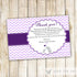 Elephant Thank You Note Card Baby Girl Shower Purple Chevron