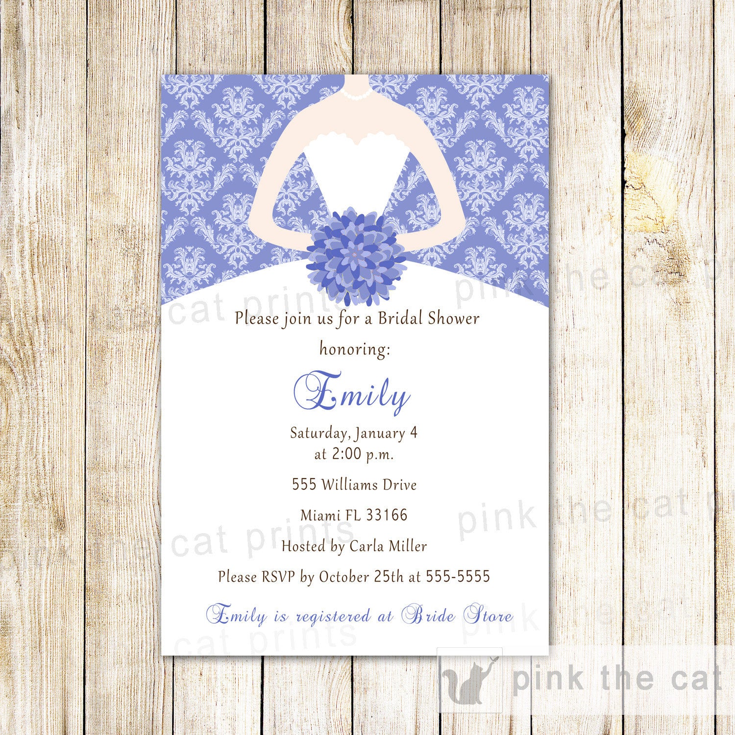 lavender dress invitation bridal shower