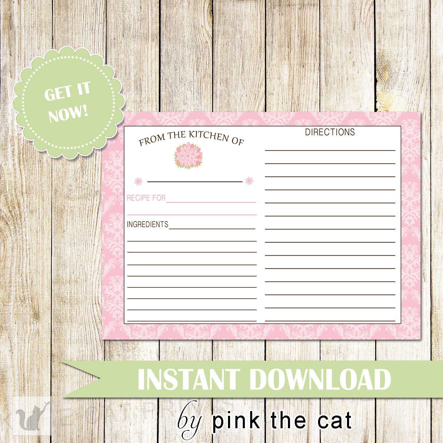 Recipe Sheet Printable  The Digital Download Shop