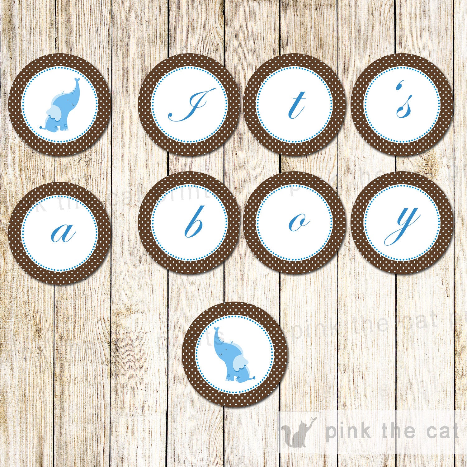 Elephant Banner Baby Shower It's a Boy Blue Brown