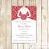 coral purple dress bridal shower invitation
