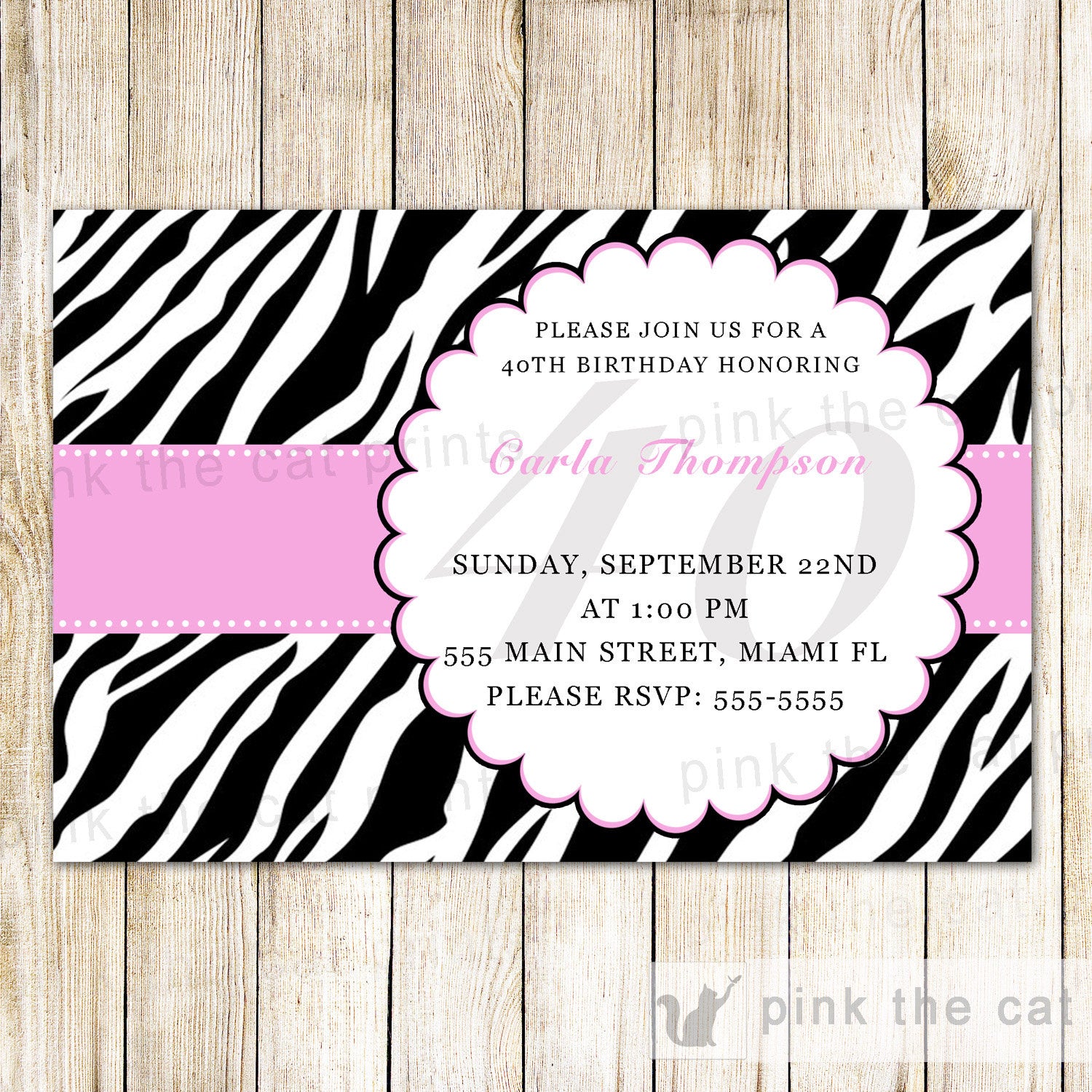 Zebra Print Party Invitations Printable