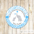 Elephant favor label blue animal print boy baby shower printable