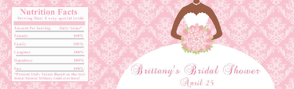 Dress Bridal Shower Bottle Label Pink White
