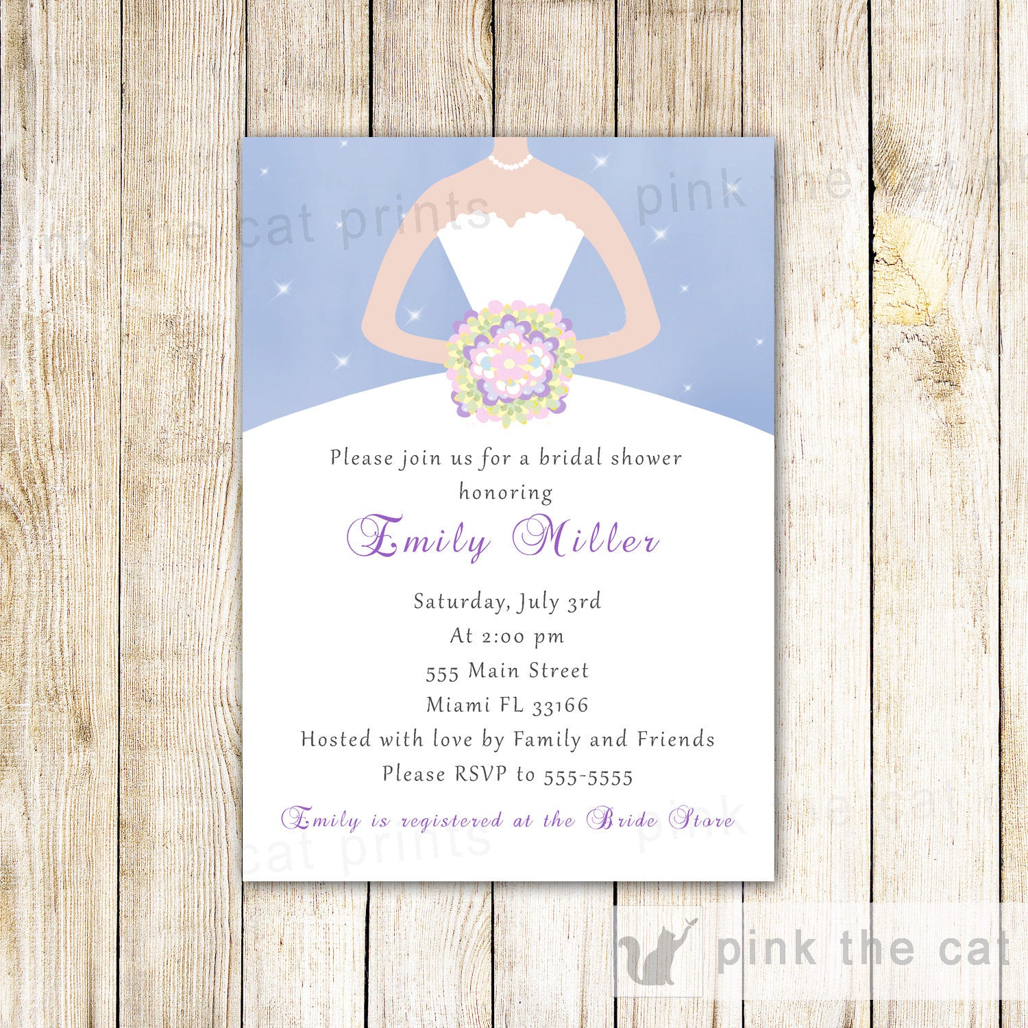 Dress Invitation Bridal Shower Teens Birthday Sparkles Pink the Cat Dress Invitation Bridal Shower Teens Birthday Sparkles Pink the Cat