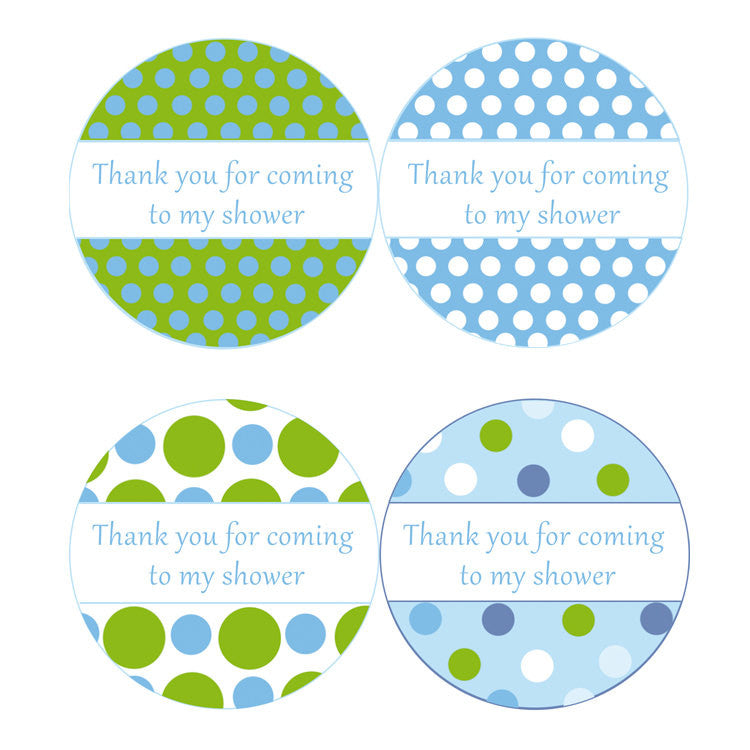 INSTANT DOWNLOAD Blue Green Polka Dots Baby Shower Party Thank You Tag –  Pink the Cat