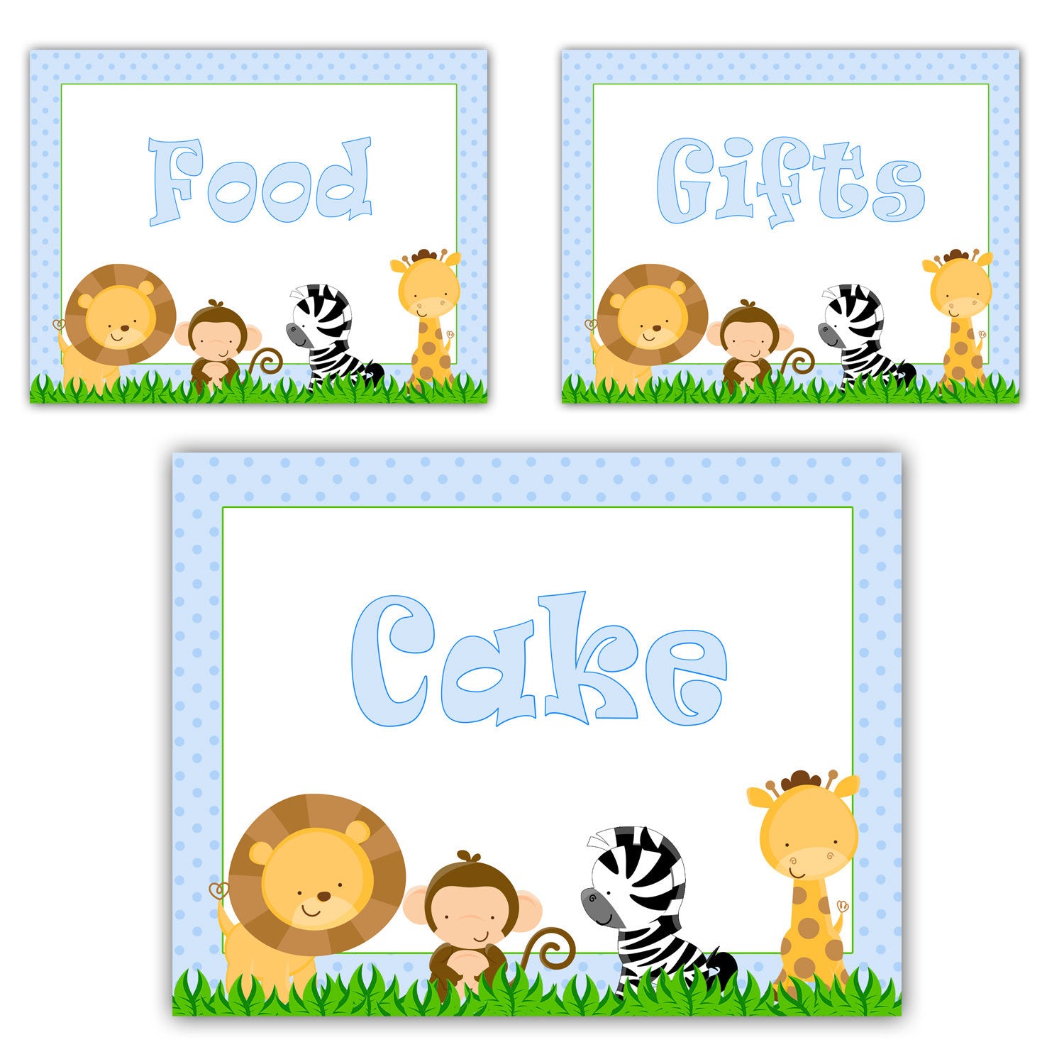 Blue Jungle Party Signs Decoration Boy Birthday Baby Shower