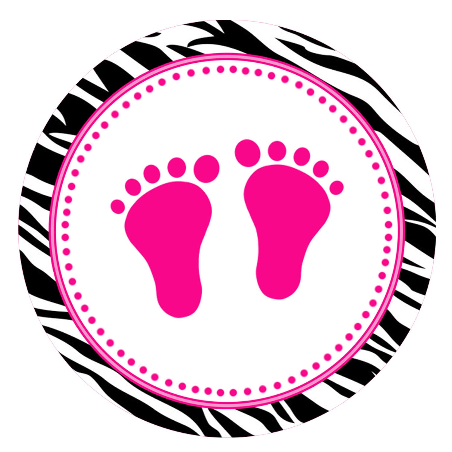 Hot Pink Zebra Baby Girl Shower Round Banner