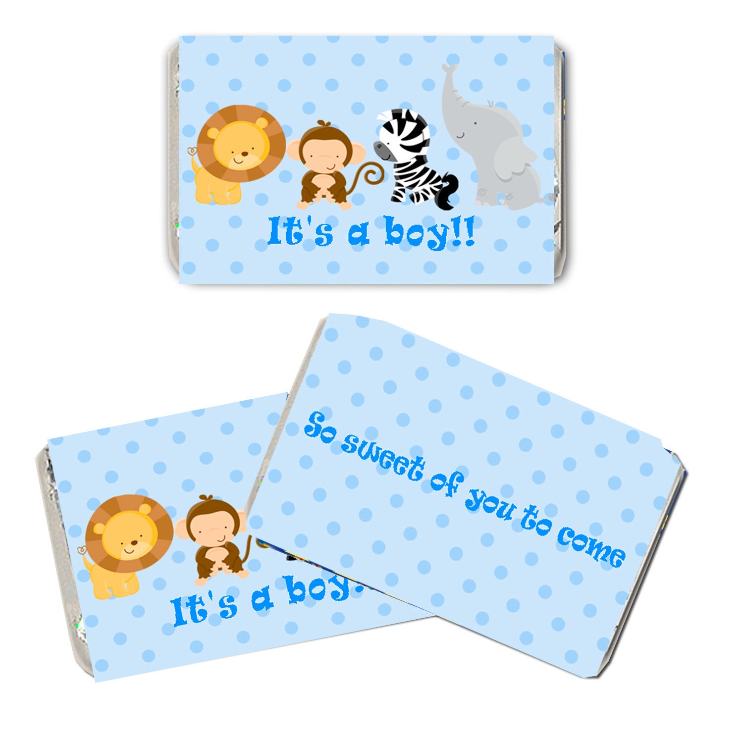 Jungle Mini Candy Bar Wrapper Baby Boy Shower Blue