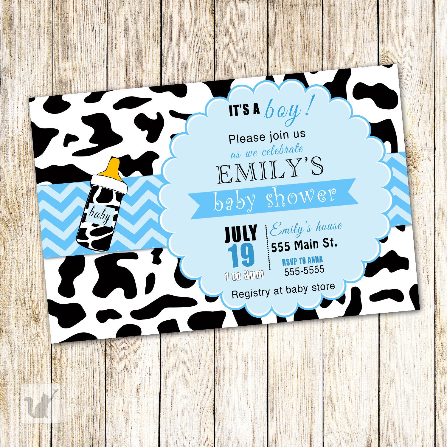 cow baby shower invitation