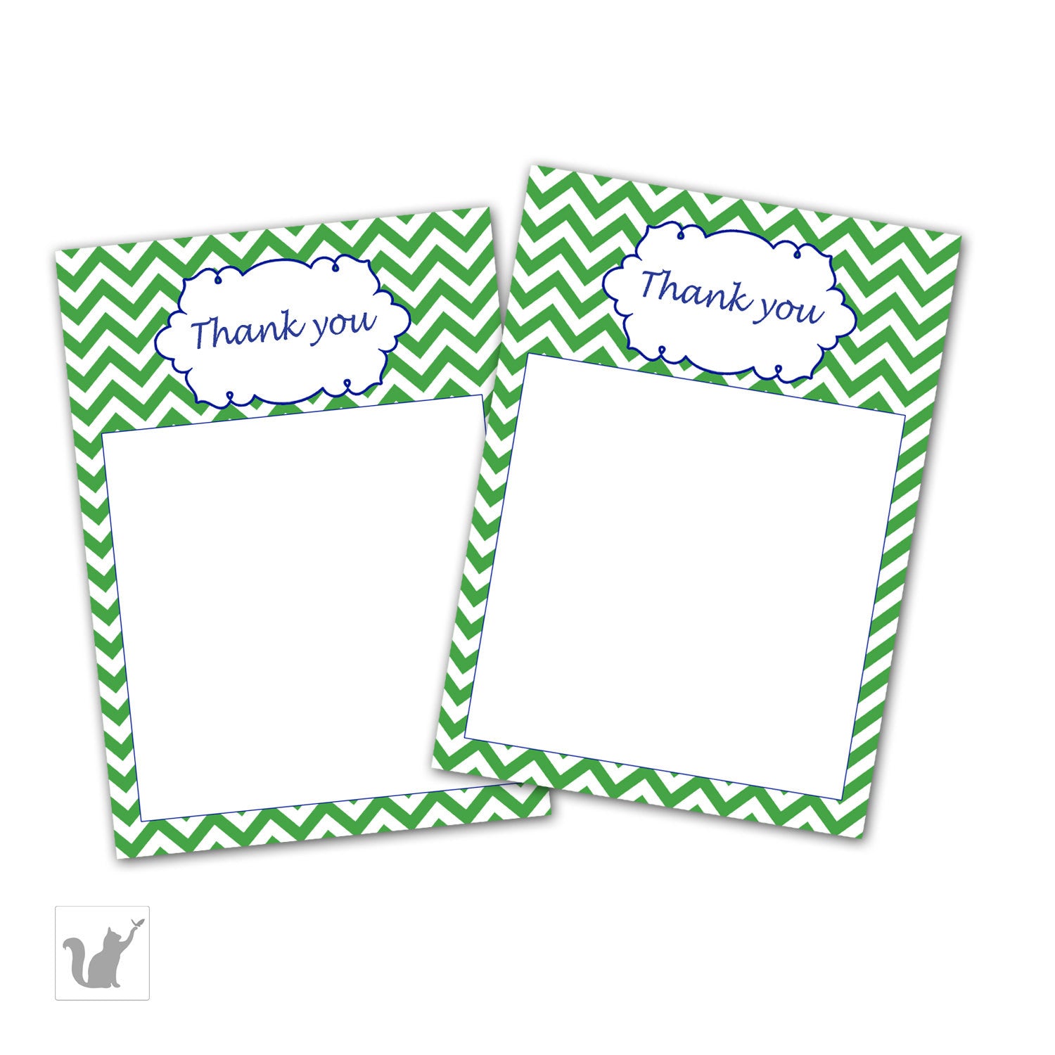 Green Navy Blue Blank Thank You Card Printable