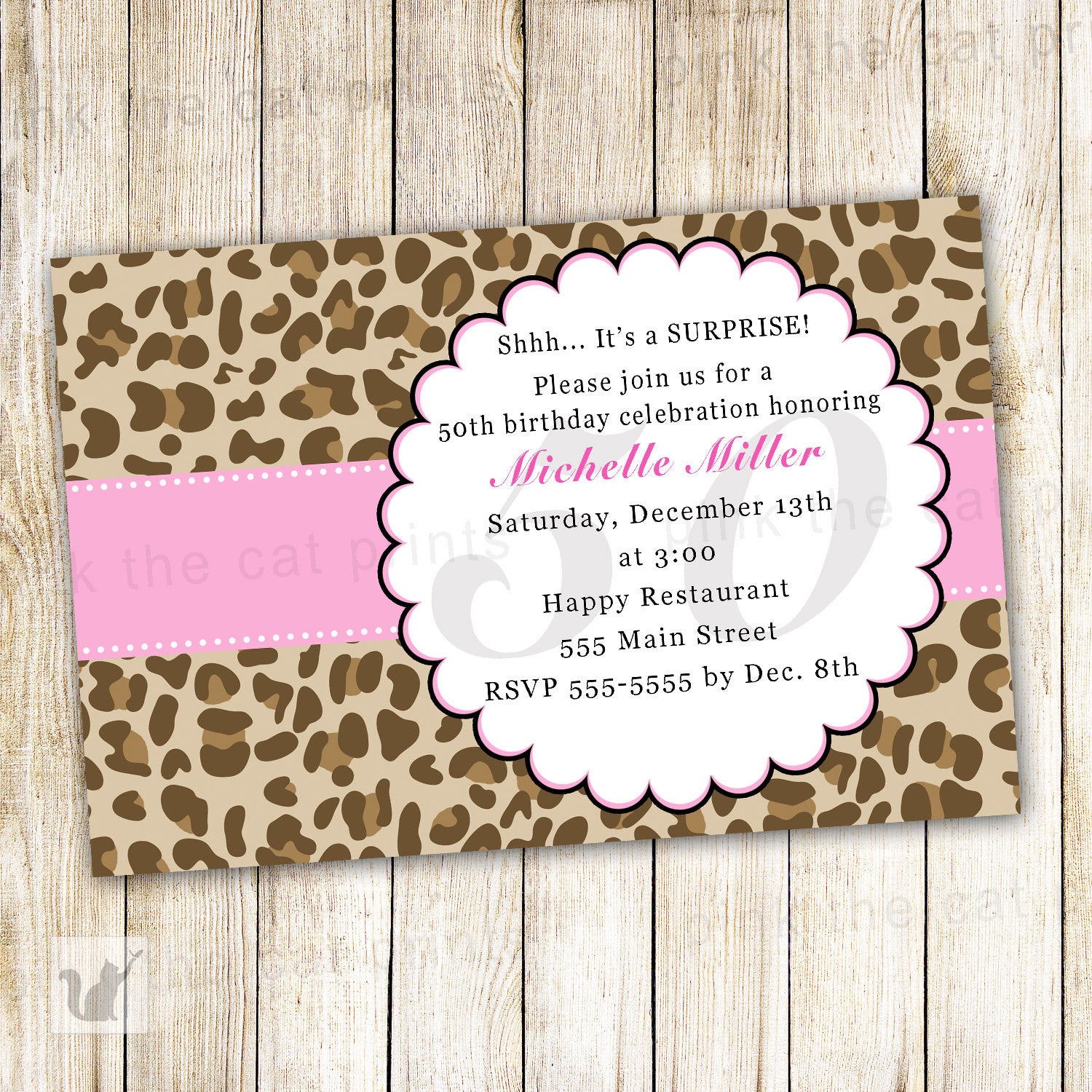 Leopard Invitation Adult Girl Birthday Party Pink – Pink the Cat leopard-invitation-adult-girl-birthday-party-pink-pink-the-cat