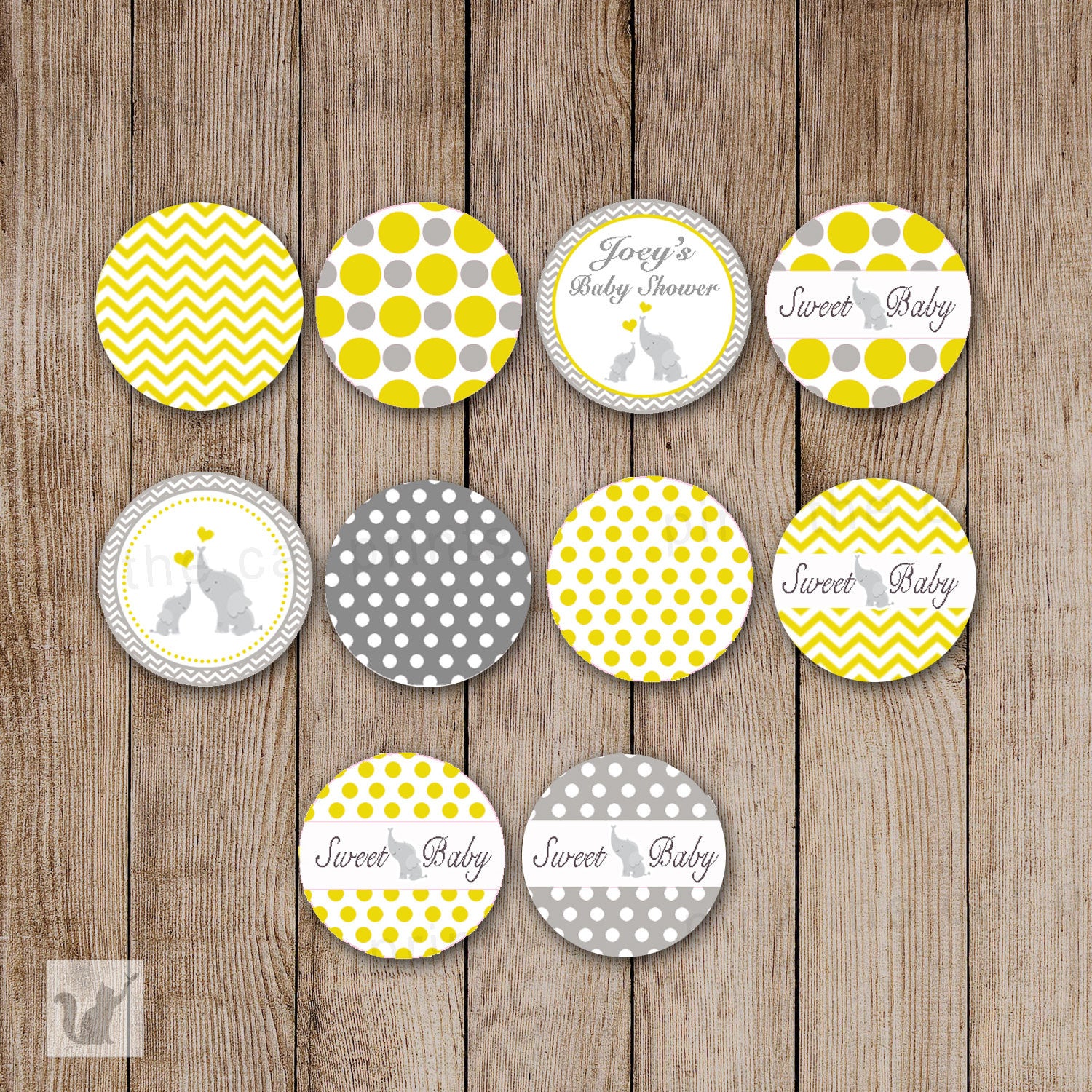 Elephant Small Candy Label Sticker Yellow