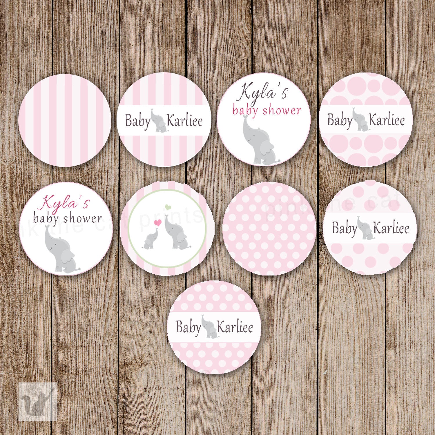 Elephant Small Candy Label Sticker Pink