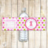 Girl 1st Birthday Bottle Label Pink Green Dots