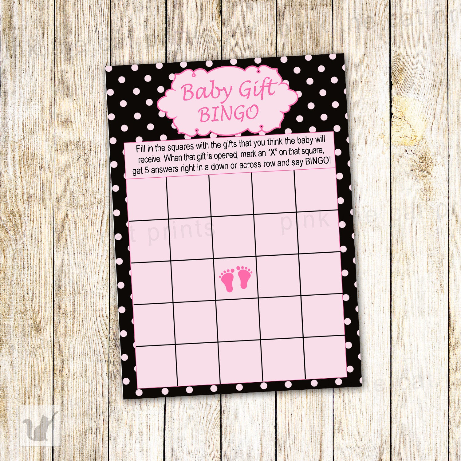 Baby Shower Bingo Card Pink Black – Pink the Cat baby-shower-bingo-card-pink-black-pink-the-cat