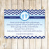 Chevron Thank You Card Note Baby Boy Shower Navy Blue