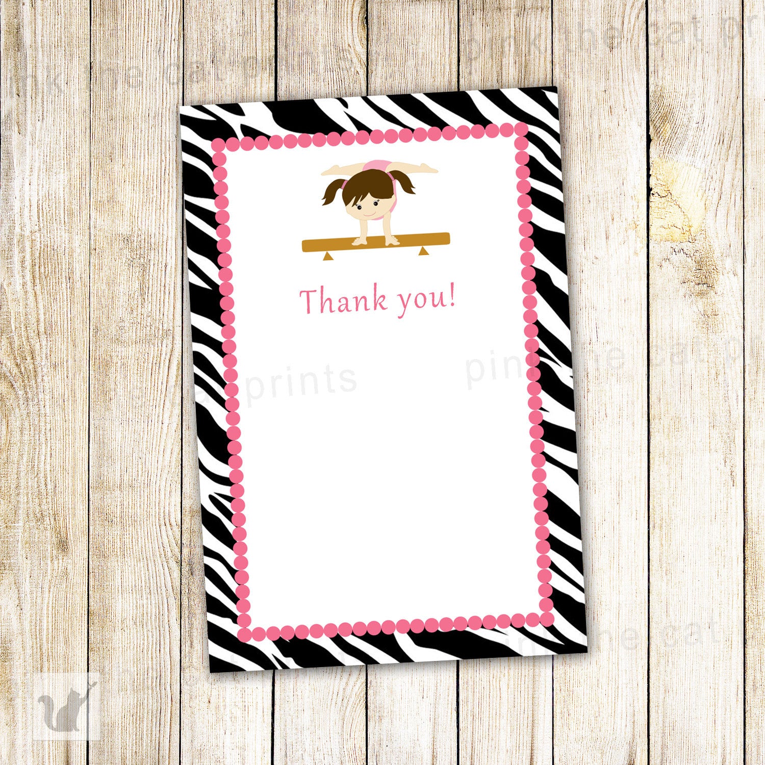 Gymnastic Thank You Card Blank Printable