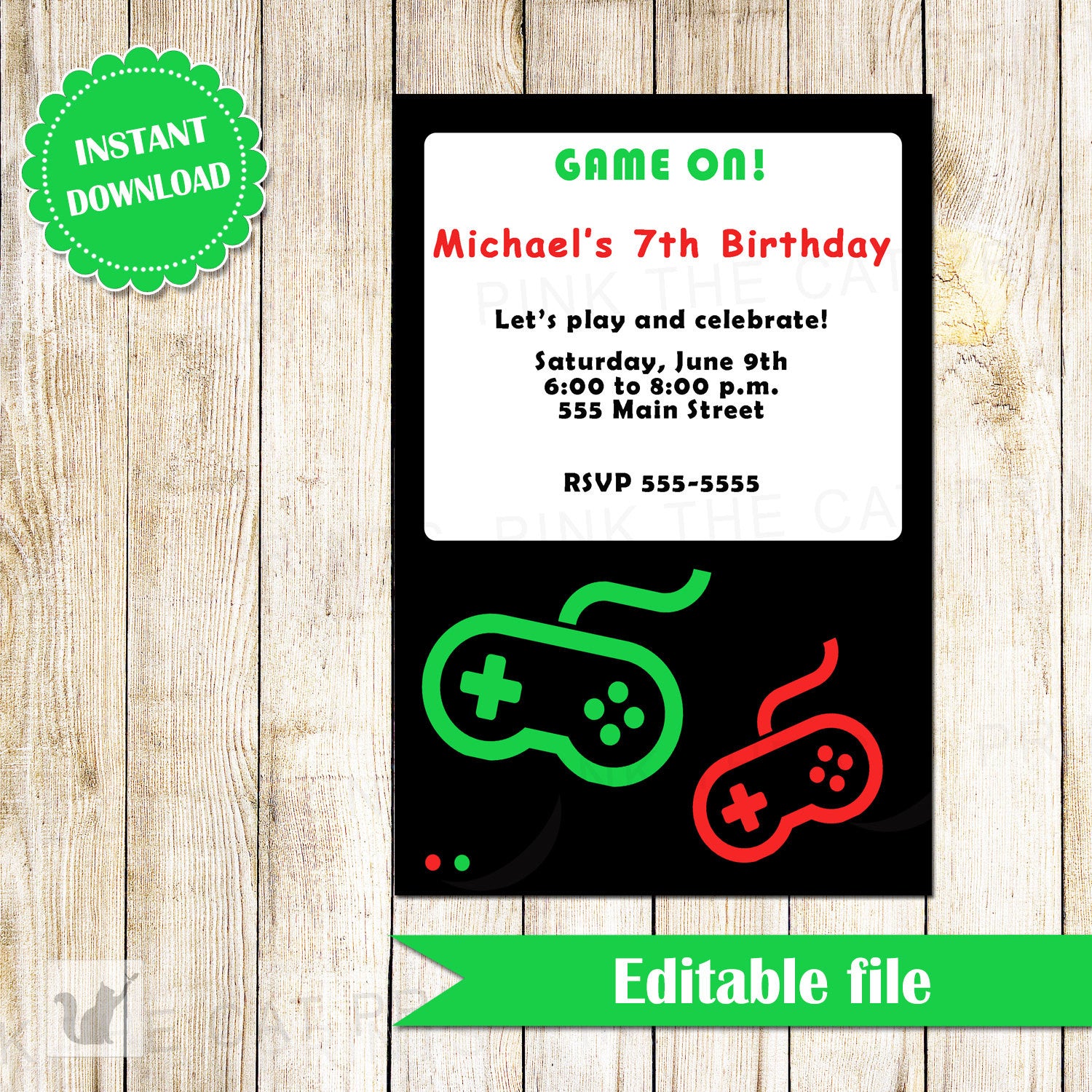 videogame-invitation-kids-birthday-party-instant-download-pink-the-cat for Downloadable Free Printable Video Game Party Invitation Template Free Videogame Invitation Kids Birthday Party INSTANT DOWNLOAD – Pink the Cat for Downloadable Free Printable Video Game Party Invitation Template Free