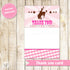 Cowgirl Thank You Card Note Blank Pink Brown Birthday Baby Shower