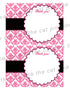 Damask Thank You Card Hot Pink Black Birthday Bridal Shower