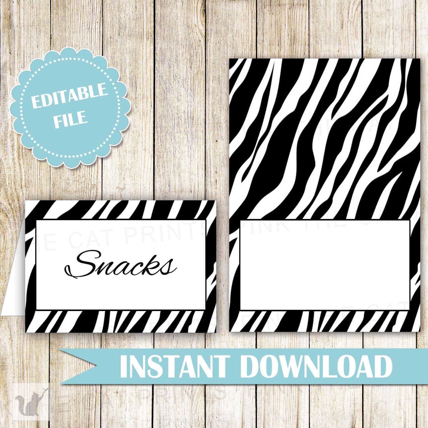 Buffet Food Label Wedding Place Seating Name Card Zebra Black White – Pink the Cat buffet-food-label-wedding-place-seating-name-card-zebra-black-white-pink-the-cat