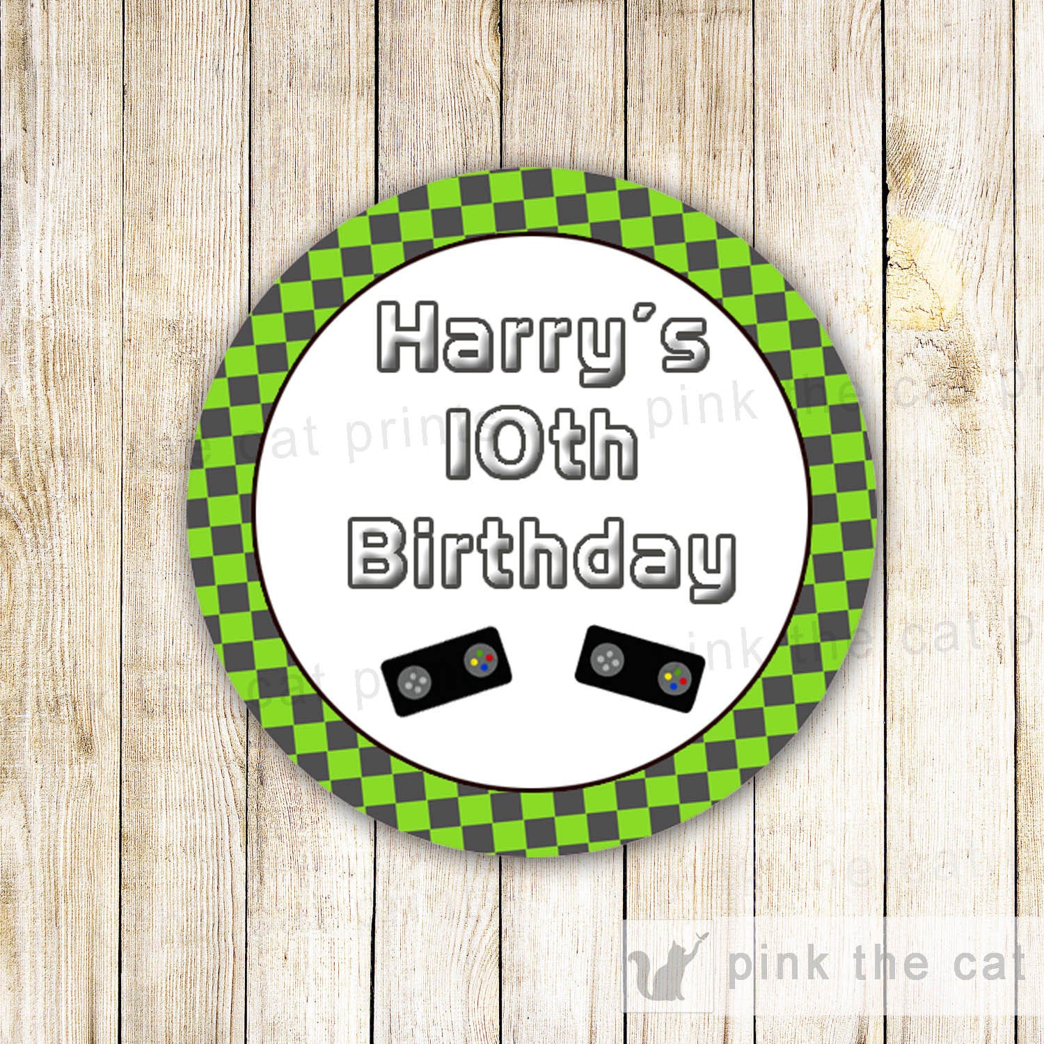 Personalised Birthday Party Stickers Gaming Themed