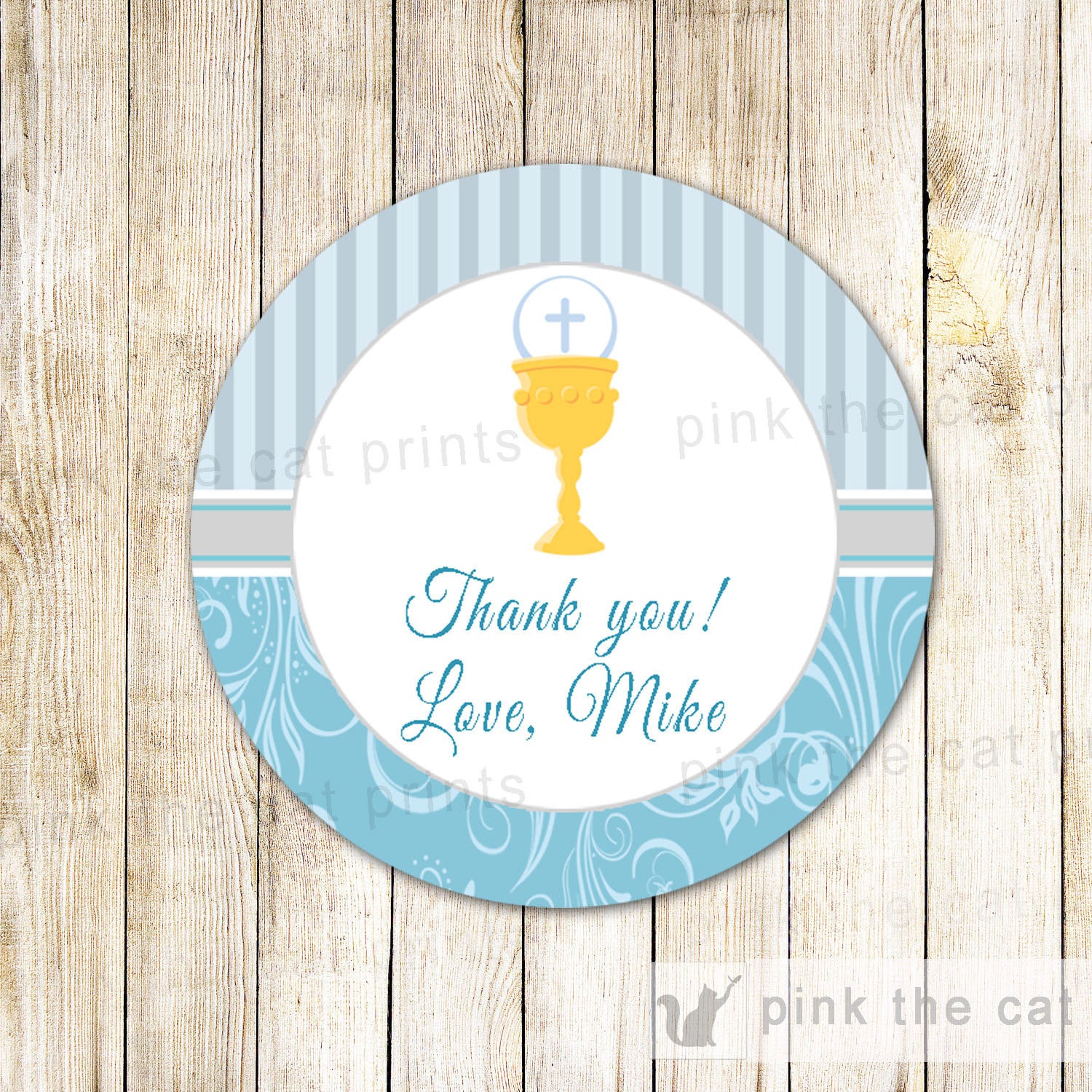 Blue Chalice Boy First Holy Communion Gift Favor Labels Tag