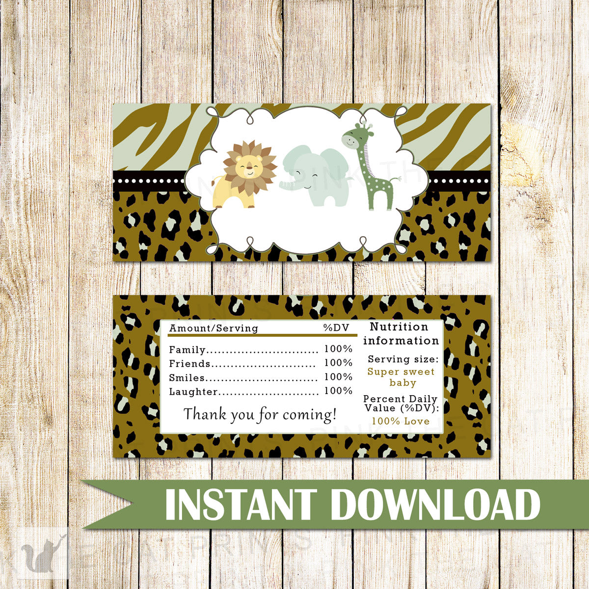 Jungle Candy Bar Wrapper Brown Mint Green