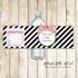 Floral white black bottle label baby shower birthday printable