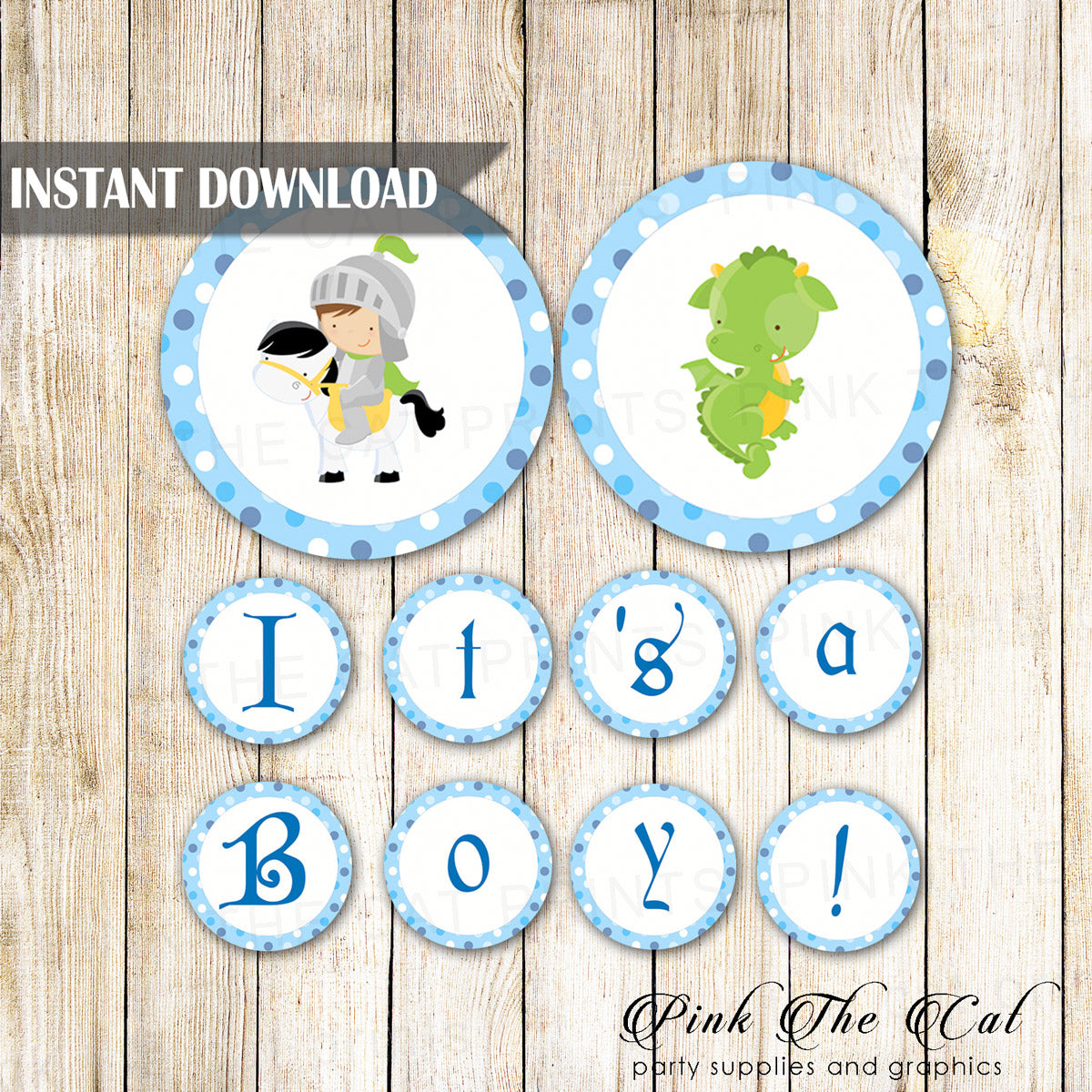 Dragon Knight Baby Boy Shower Banner