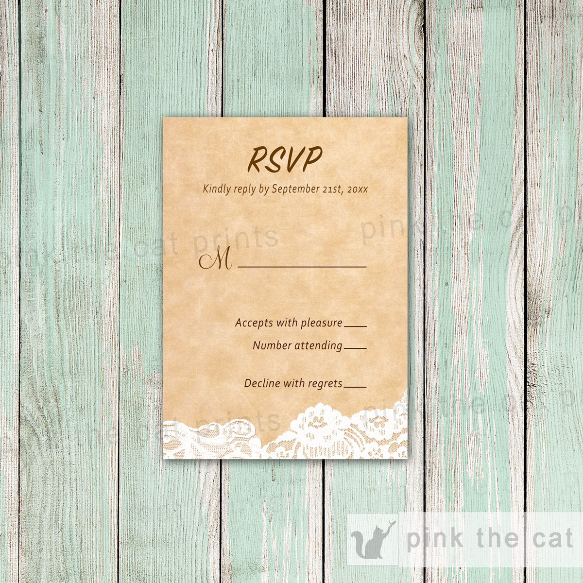 Lace Rustic Wedding Invitations & RSVP Cards 2