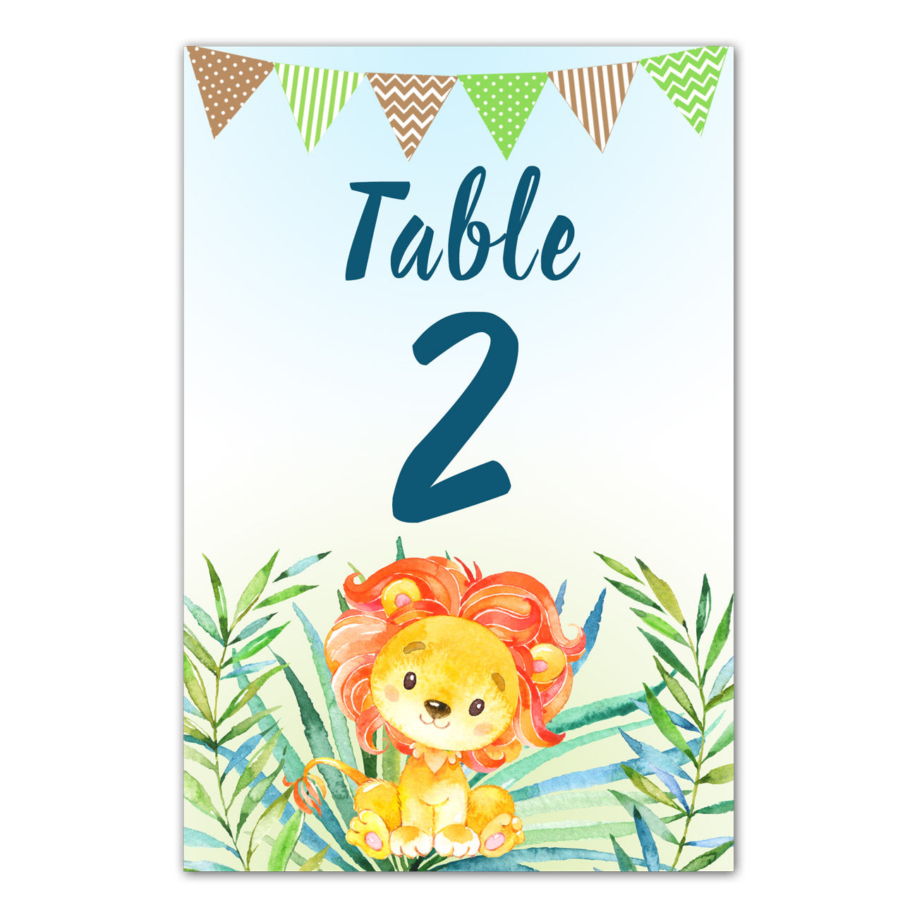 12 Table number cards lion cub birthday baby shower