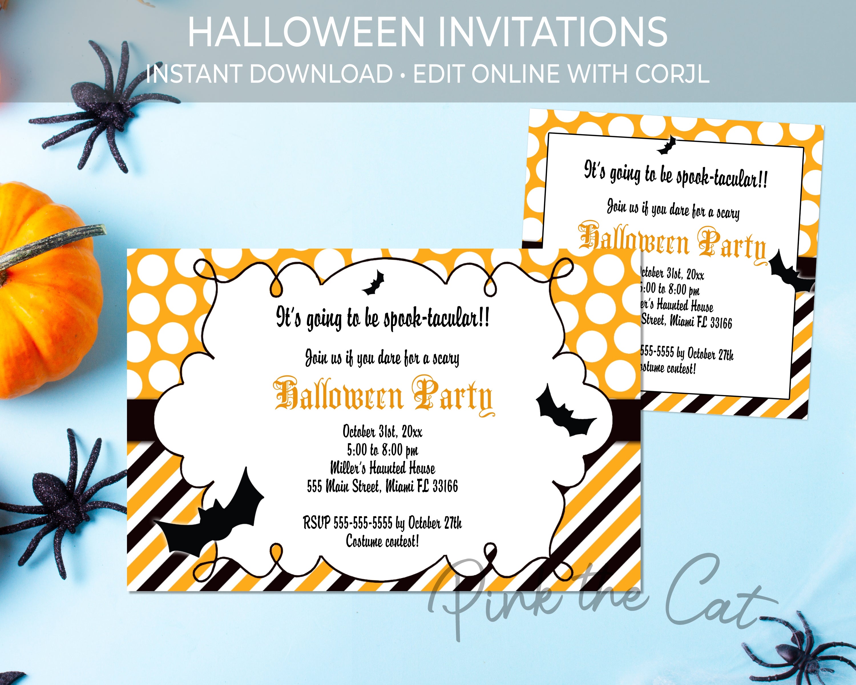 Halloween invitation with bats