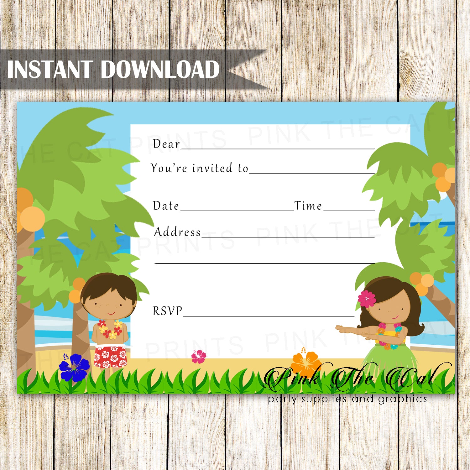 10+ Hawaiian Hula Lilo & Stitch Birthday Invitation Templates  Download  Hundreds FREE PRINTABLE Birthday Invitation Templates