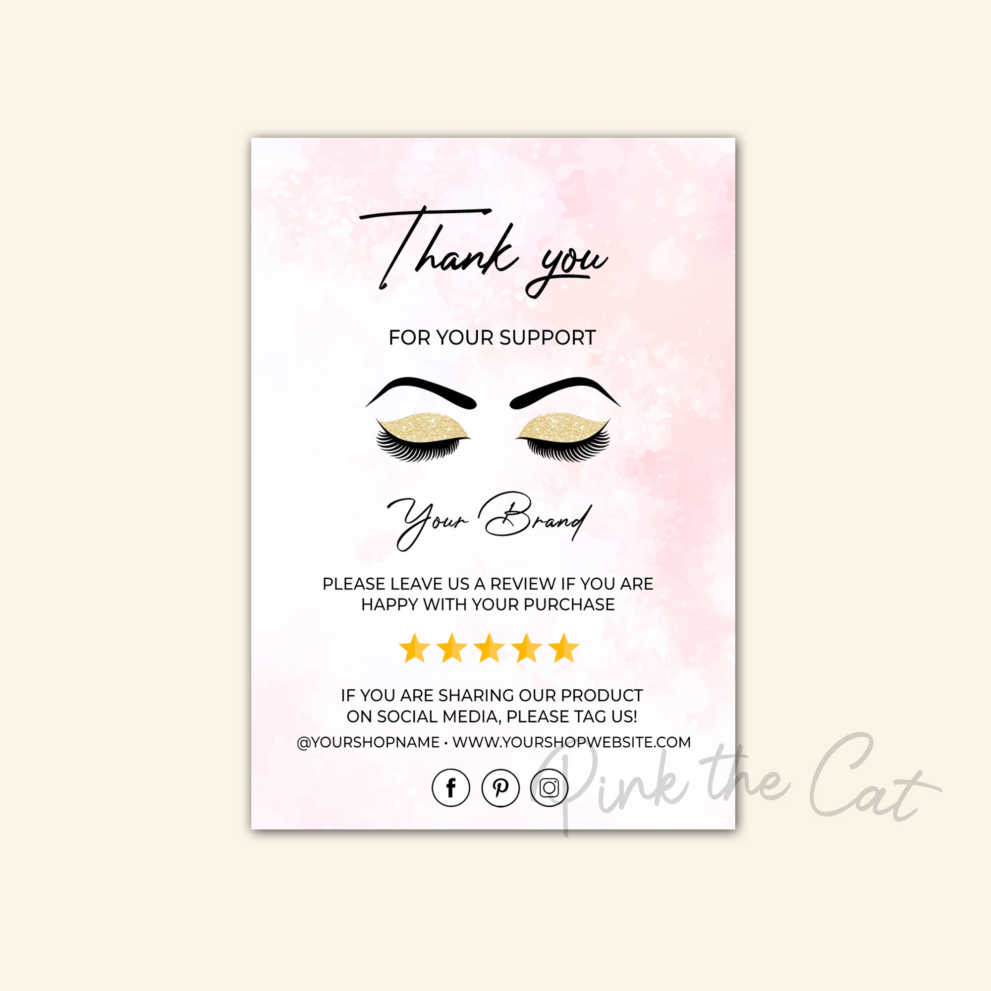Business thank you card makeup eyelashes