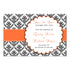 30 save the date cards orange ribbon black damask wedding