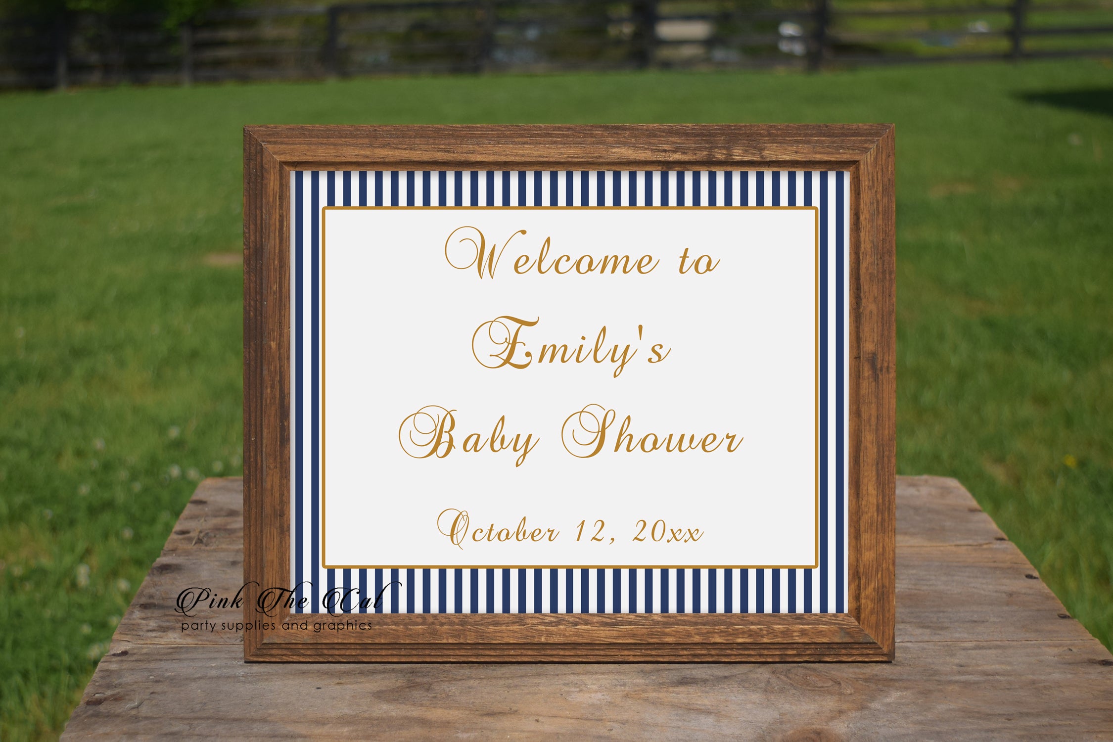 Gold Navy Blue Welcome Sign Bridal Shower Printable