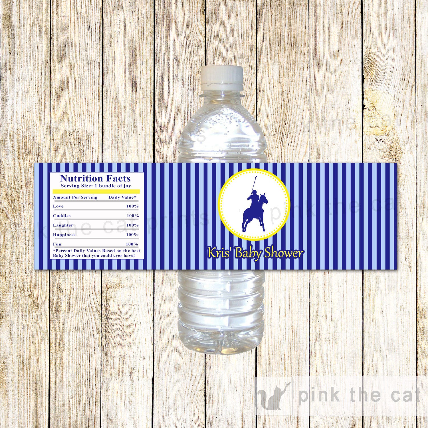 Bottle Labels Polo Birthday Baby Shower Yellow Blue
