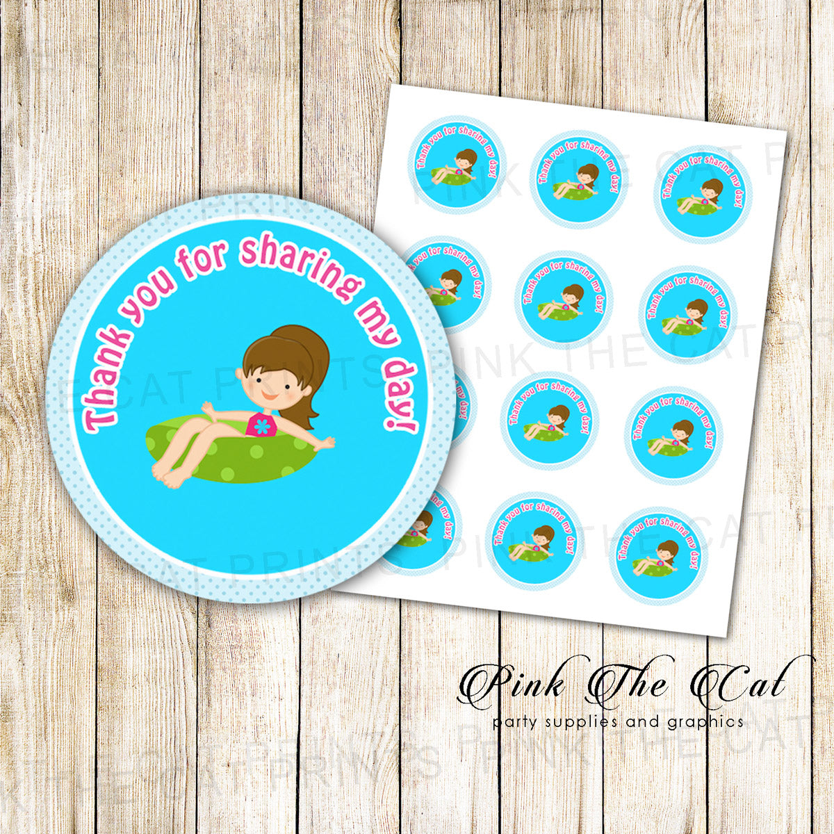 Pool Party Favors Gift Tags Printable