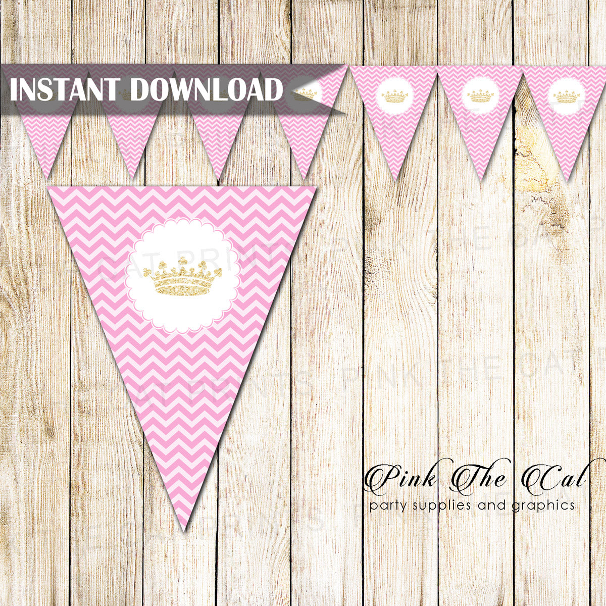 Princess Pink Glitter Gold Birthday Baby Shower Banner Printable – Pink the Cat princess-pink-glitter-gold-birthday-baby-shower-banner-printable-pink-the-cat