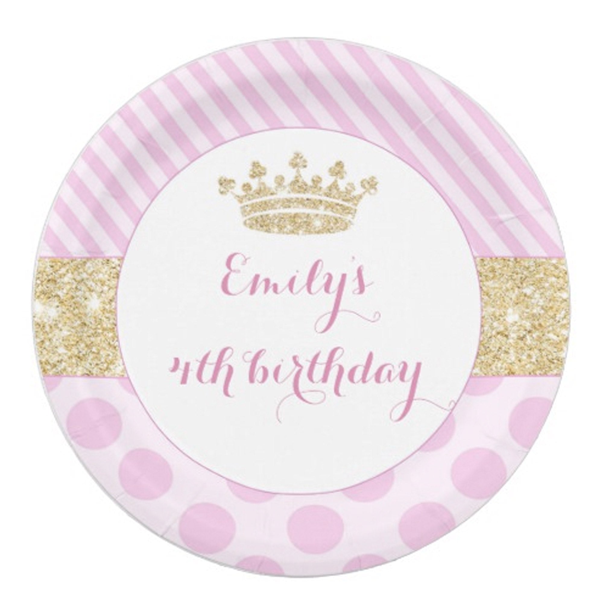 8 paper plates princess pink gold birthday baby shower