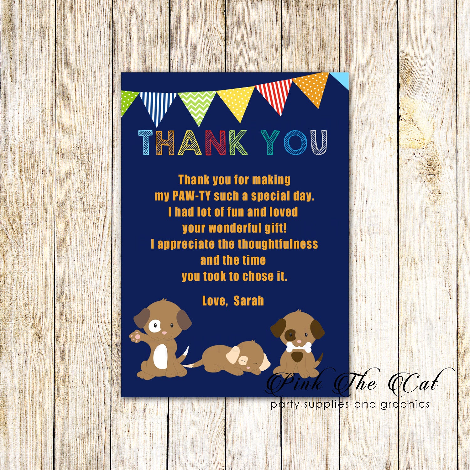 puppy-thank-you-card-kids-birthday-blue-printable-pink-the-cat for Free Printable Dog Thank You Cards Puppy thank you card kids birthday blue printable – Pink the Cat for Free Printable Dog Thank You Cards