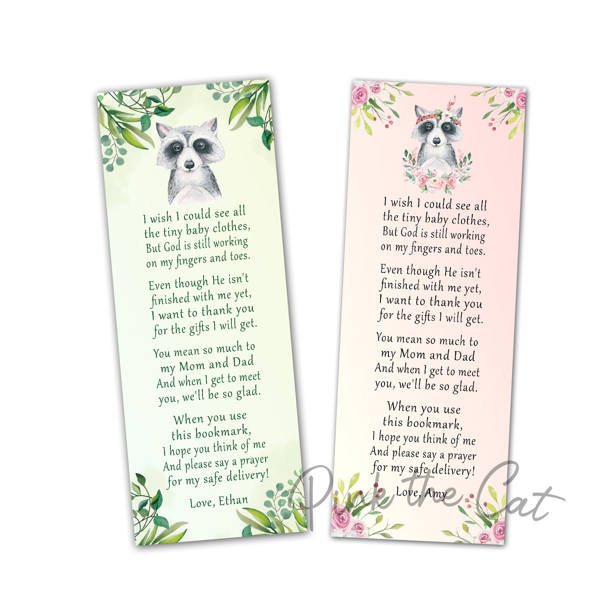 Raccoon bookmarks forest animals