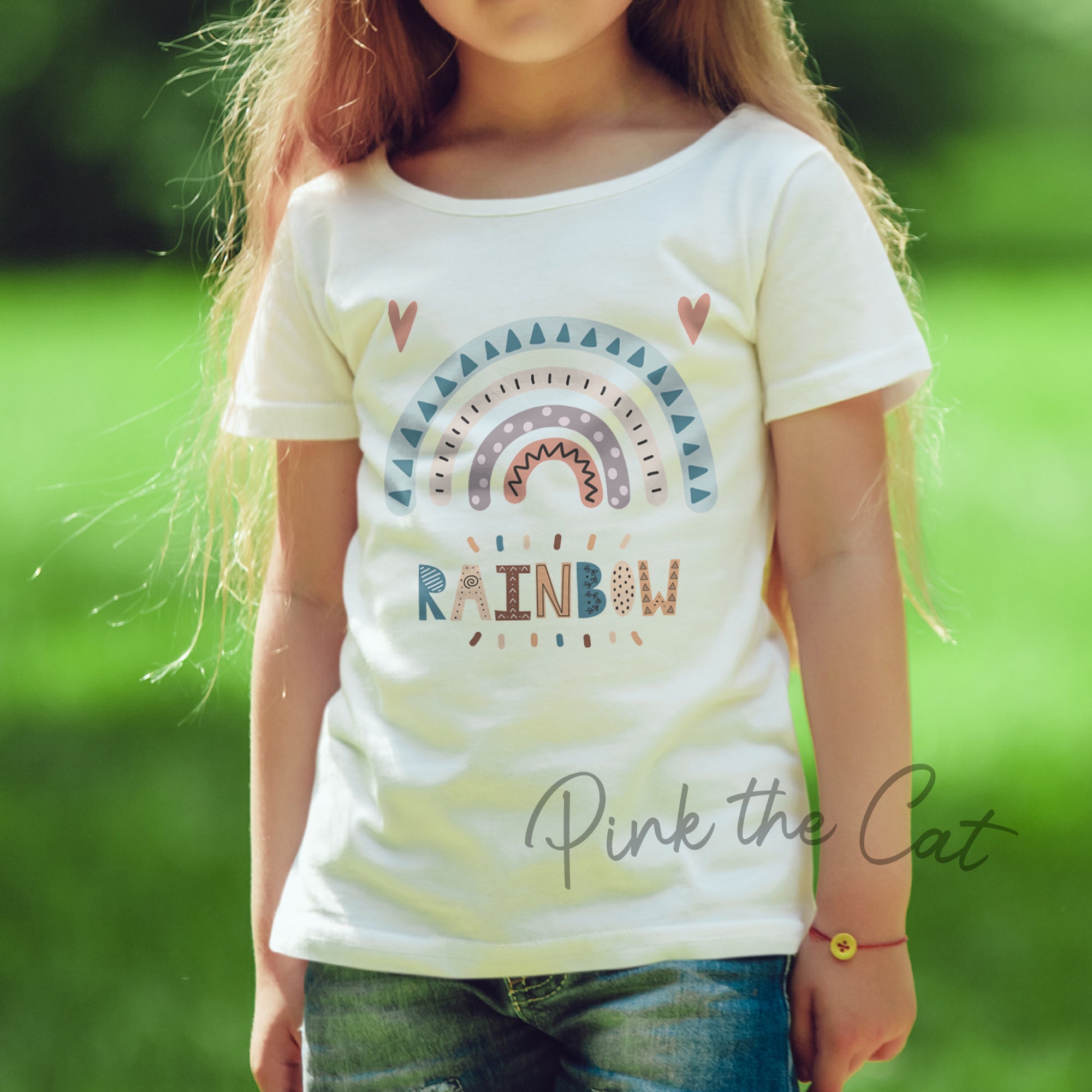 Tribal boho rainbow for kids toodler girl pastel t-shirt – Pink the Cat