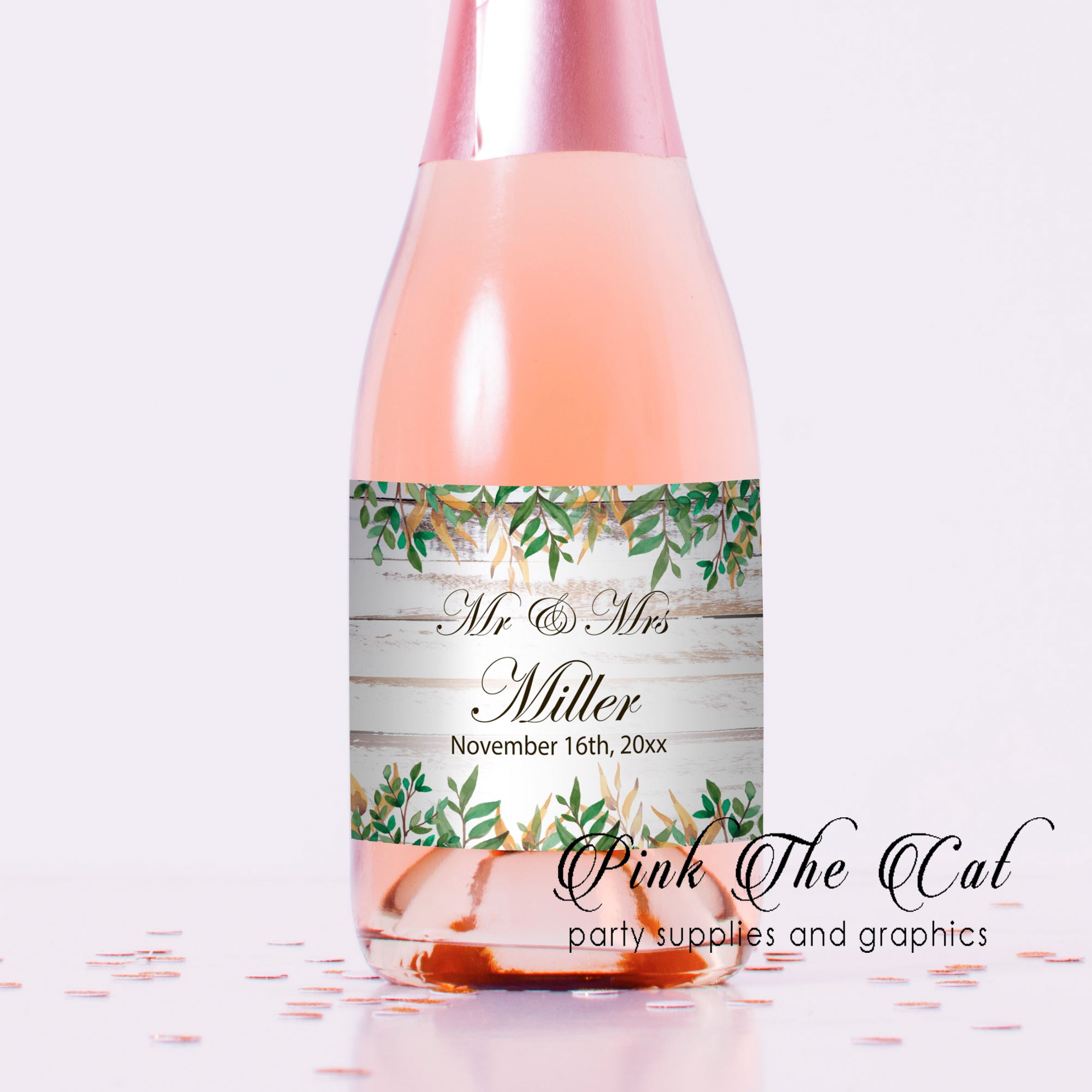 100-mini-wine-champagne-bottle-label-sticker-greenery-wood-wedding-pink-the-cat for Free Printable Mini Champagne Bottle Labels 100 mini wine champagne bottle label sticker greenery wood wedding – Pink the Cat for Free Printable Mini Champagne Bottle Labels