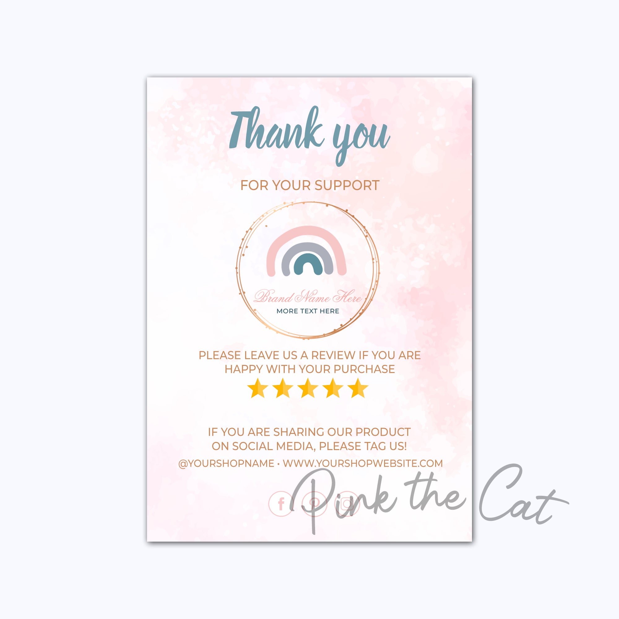 PRINTABLE Leave Review / Thank You Order Insert Card 