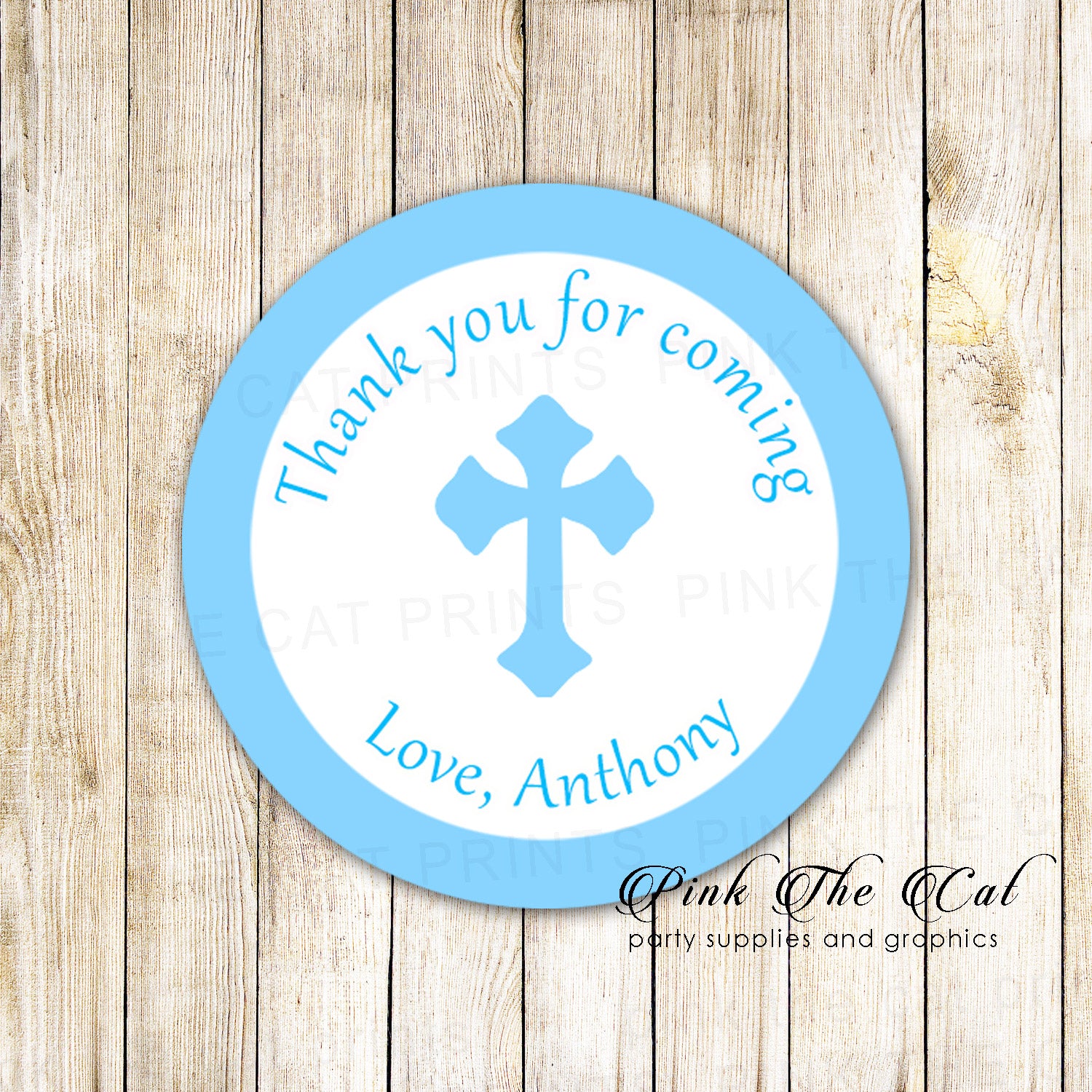 70 stickers blue boy baptism communion 1.5'' personalized