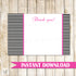 Black White Stripes Thank You Card Note Baby Shower Birthday