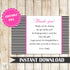 Black White Stripes Thank You Card Note Bridal Shower Birthday